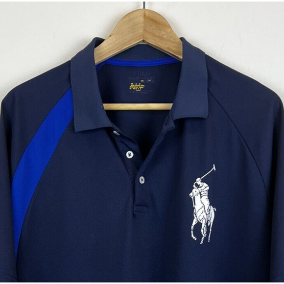 Polo Ralph Lauren‎ Big Pony Performance Wicking Golf Blue Men's XL Short Sleeve - Picture 2 of 4